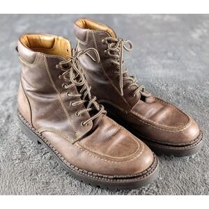 J.Crew Boots Moc Toe Rugged Brown Leather Lace-Up Workwear Size 9